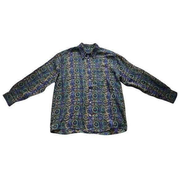 Vintage Jhane Barnes Mens Shirt Large Hong Kong Geometric Club Rave - Picture 1 of 6